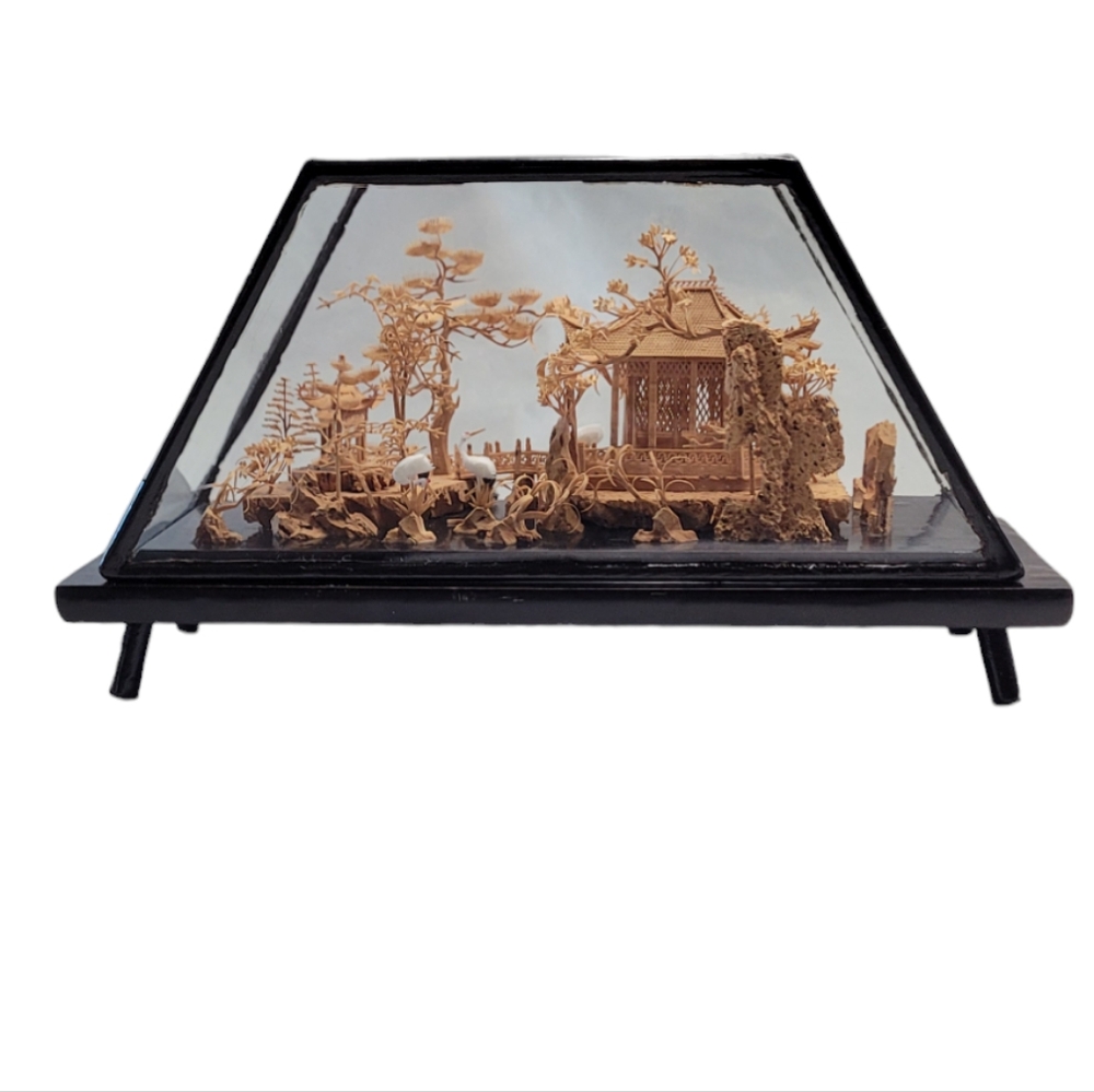 Vtg Chinese Cork Diorama